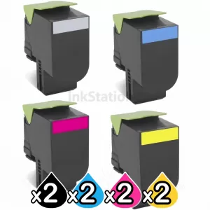 2 sets of 4 Pack Lexmark Compatible CS310 / CS410 / CS510 Toner Cartridges High Yield - BK 4,000 pages & CMY 3,000 pages [2BK,2C,2M,2Y]