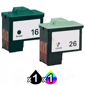 Lexmark No.16 + No.26 (10N0016 + 10N0026) Compatible Ink Cartridge Combo [1BK,1CL]
