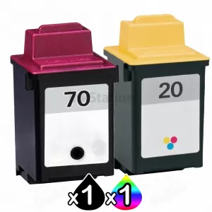 Lexmark No.70 + No.20 (12A1970+ 15M0120) Compatible Ink Cartridge Combo [1BK,1CL]