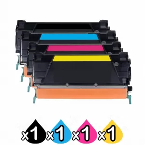 4 Pack Lexmark Compatible X746/X748 Toner Combo - BK 12,000 pages & CMY 7,000 pages [1BK,1C,1M,1Y]