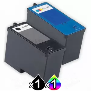 2 Pack Dell 966 / 968 Compatible Ink Combo [CH883 + CH884] - High Capacity [1BK,1C]