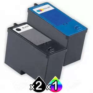 3 Pack Dell 966 / 968 Compatible Ink Combo [CH883 + CH884] - High Capacity [2BK,1C]