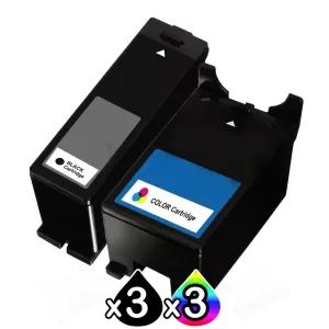 6-Pack Dell V313/V313W/V515W/P513W/P713W/V715W (Series 21/22/23/24) High Yield Compatible Ink Combo [3BK,3C]