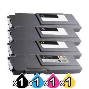 4-Pack Compatible Dell C3760n/ C3760dn/ C3765dnf High Yield Toner Combo [BK+C+M+Y]