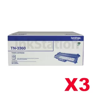 3 x Genuine Brother TN-3360 Super High Yield Toner - 12,000 pages