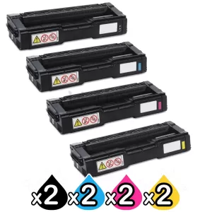 2 sets of 4 Pack Ricoh SP242 (406483-406486) Compatible Toner Combo [2BK+2C+2M+2Y]