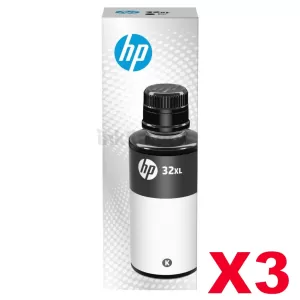 3 x HP 32XL Genuine Black Ink Bottle 1VV24AA