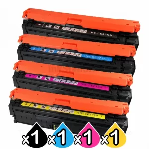 4 Pack HP CE270A-CE273A (650A) Compatible Toner Cartridges [1BK,1C,1M,1Y]