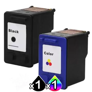 2 Pack HP 60XL Compatible Inkjet Cartridges CC641WA + CC644WA [1BK,1CL]