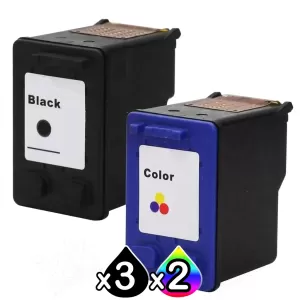 5 Pack HP 60XL Compatible Inkjet Cartridges CC641WA + CC644WA [3BK,2CL]