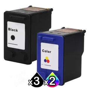5 Pack HP 56 + 57 Compatible Inkjet Cartridges C6656AA + C6657AA [3BK,2CL]