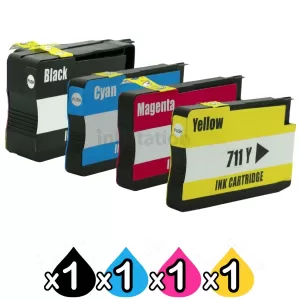 4 Pack HP 711 Compatible Inkjet Cartridges [1BK,1C,1M,1Y]