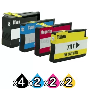 10 Pack HP 711 Compatible Inkjet Cartridges [4BK,2C,2M,2Y]