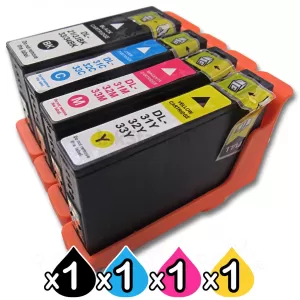 4 Pack Dell V525W (Series 33/34) Extra High Yield Compatible Ink Combo [1BK,1C,1M,1Y]