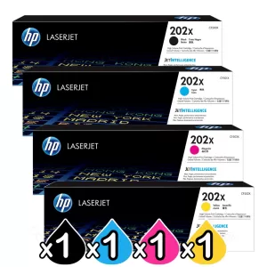 4 Pack HP CF500X-CF503X (202X) Genuine High Yield Toner Cartridges [1BK,1C,1M,1Y]