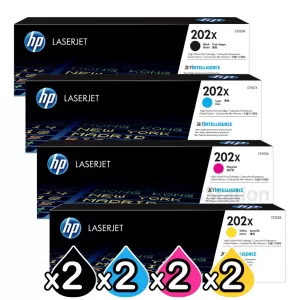 2 Sets of 4 Pack HP CF500X-CF503X (202X) Genuine High Yield Toner Cartridges [2BK,2C,2M,2Y]