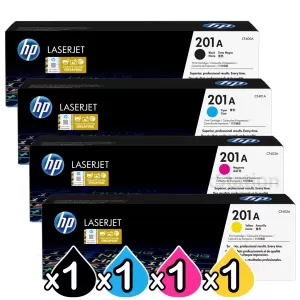 4 Pack HP CF400A-CF403A (201A) Genuine Toner Cartridges [1BK,1C,1M,1Y]