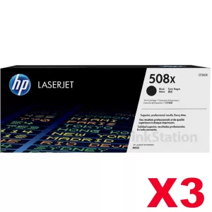 3 x HP 508X (CF360X) Genuine Black Toner Cartridge - 12,500 pages
