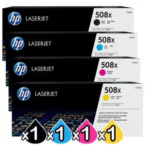 4 Pack HP 508X (CF360X-CF363X) Genuine Toner Cartridges [1BK,1C,1M,1Y]