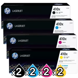 2 sets of 4 Pack HP 410X (CF410X-CF413X) Genuine Toner Cartridges [2BK,2C,2M,2Y]