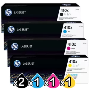 5 Pack HP 410X (CF410X-CF413X) Genuine Toner Cartridges [2BK,1C,1M,1Y]