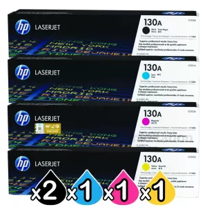 5 Pack HP CF350A-CF353A (130A) Genuine Toner Cartridges [2BK,1C,1M,1Y]
