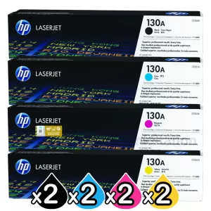 2 sets of 4 Pack HP CF350A-CF353A (130A) Genuine Toner Cartridges [2BK,2C,2M,2Y]