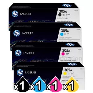 4 Pack HP CE410A-CE413A (305A) Genuine Toner Cartridges [1BK,1C,1M,1Y]