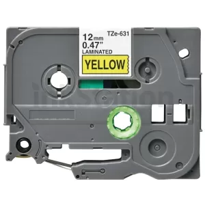 Compatible Brother TZe-631 12mm Black Text on Yellow Laminated Tape - 8 meters