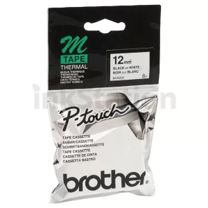 Genuine Brother M-K231 12mm Black Text on White Tape - 8 meters