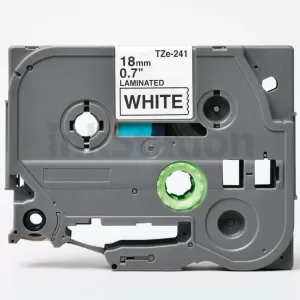Compatible Brother TZe-241 18mm Black Text on White Laminated Tape - 8 meters