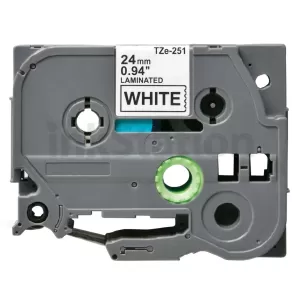Compatible Brother TZe-251 24mm Black Text on White Laminated Tape - 8 meters