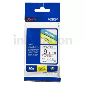 Genuine Brother TZe-221 9mm Black Text on White Laminated Tape - 8 meters