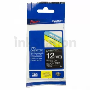 Genuine Brother TZe-335 12mm White Text on Black Laminated Tape - 8 metres