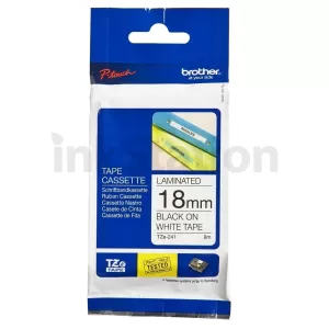 Genuine Brother TZe-241 18mm Black Text on White Laminated Tape - 8 meters