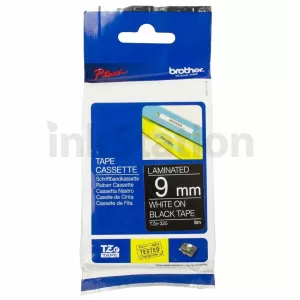 Genuine Brother TZe-325 9mm White Text on Black Laminated Tape - 8 meters