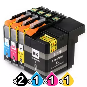 5 Pack Compatible Brother LC-139XLBK + LC-135XLC/M/Y Ink Cartridge Set [2BK,1C,1M,1Y]