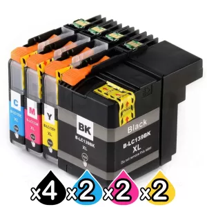 10 Pack Compatible Brother LC-139XLBK + LC-135XLC/M/Y Ink Cartridge Set [4BK,2C,2M,2Y]