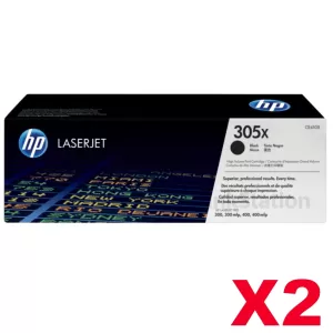 2 x HP CE410X (305X) Genuine Black Toner Cartridge - 4,000 Pages