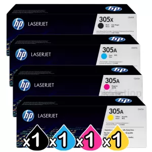 4 Pack HP CE410X-CE413A (305X/305A) Genuine Toner Cartridges [1BK,1C,1M,1Y]
