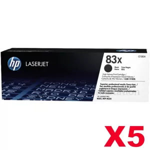 5 x HP CF283X (83X) Genuine Black Toner Cartridge - 2,200 Pages