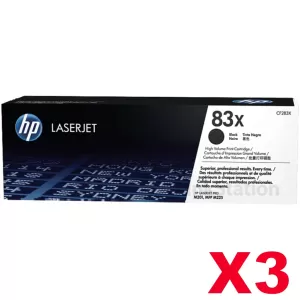 3 x HP CF283X (83X) Genuine Black Toner Cartridge - 2,200 Pages