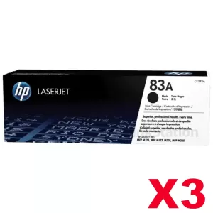 3 x HP CF283A (83A) Genuine Black Toner Cartridge - 1,500 Pages
