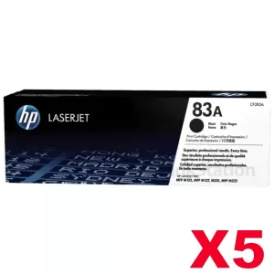 5 x HP CF283A (83A) Genuine Black Toner Cartridge - 1,500 Pages