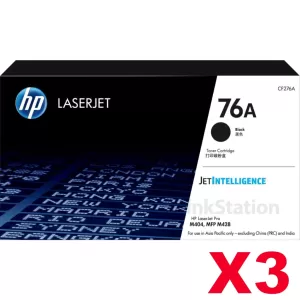 3 x HP 76A CF276A Genuine Black Toner Cartridge - 3,000 Pages