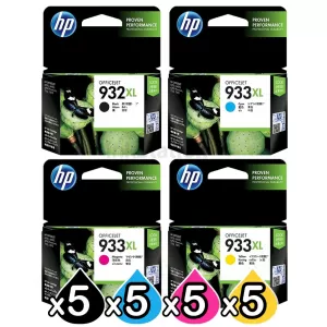 5 sets of 4 Pack HP 932XL + 933XL Genuine High Yield Inkjet Cartridges CN053AA - CN056AA [5BK,5C,5M,5Y]