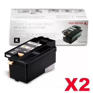 2 x Genuine Fuji Xerox DocuPrint CP105 CP205 CM205 CM215 CP215 Black Toner Cartridge(CT201591) - 2,000 pages