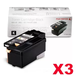 3 x Genuine Fuji Xerox DocuPrint CP105 CP205 CM205 CM215 CP215 Black Toner Cartridge(CT201591) - 2,000 pages