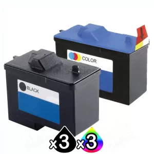 6 Pack Dell A940 A960 (7Y743+7Y745) Compatible Inkjet Combo [3BK,3C]