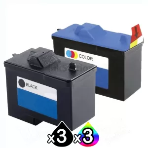 6 Pack Dell 720 A920 (T0529 + T0530) Compatible Ink Combo [3BK,3C]